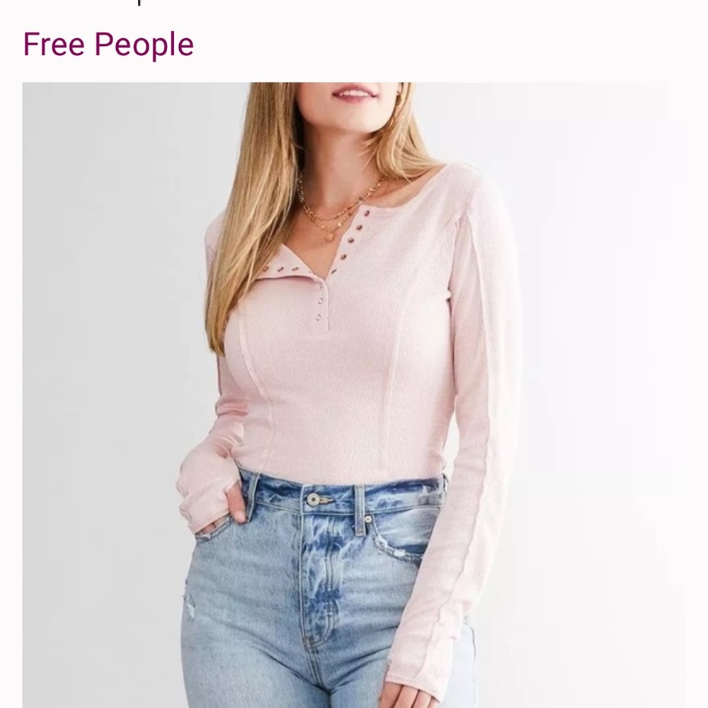 Free People Sloane Bodysuit Pink nectar Long Sleeve NWT Size small